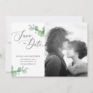 Eucalyptus Wedding Watercolor Botanical Photo Save The Date