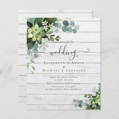 Eucalyptus Wedding Watercolor Greenery Invitations