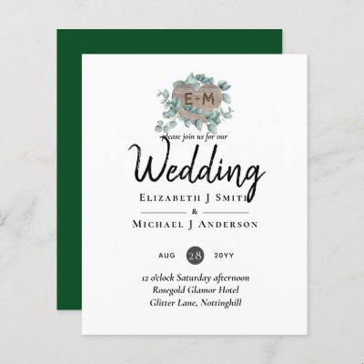 Eucalyptus Wedding - Watercolor Greenery Monogram