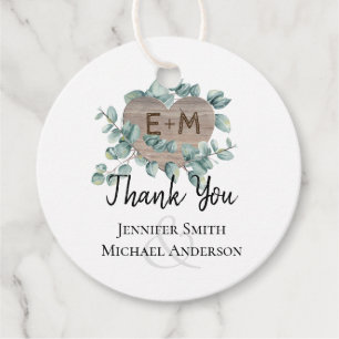 Eucalyptus Wedding - Watercolor Greenery Monogram Favor Tags