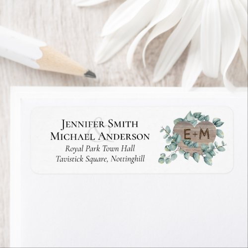 Eucalyptus Wedding _ Watercolor Greenery Monogram Label