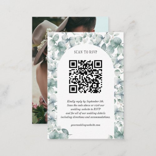 Eucalyptus Wedding Website Budget RSVP QR Code Enclosure Card
