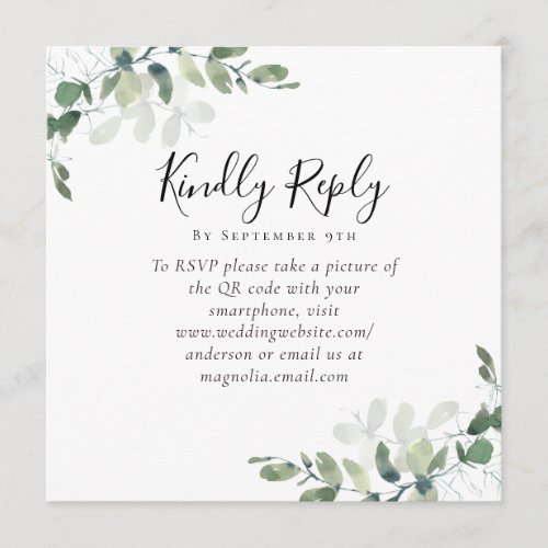 Eucalyptus Wedding Website QR Code RSVP Card
