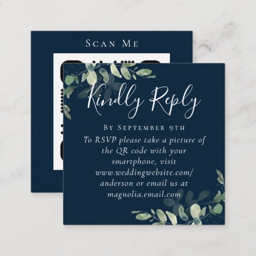 Eucalyptus Wedding Website QR Code RSVP Card