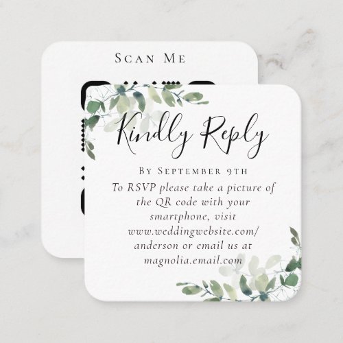 Eucalyptus Wedding Website QR Code RSVP Card