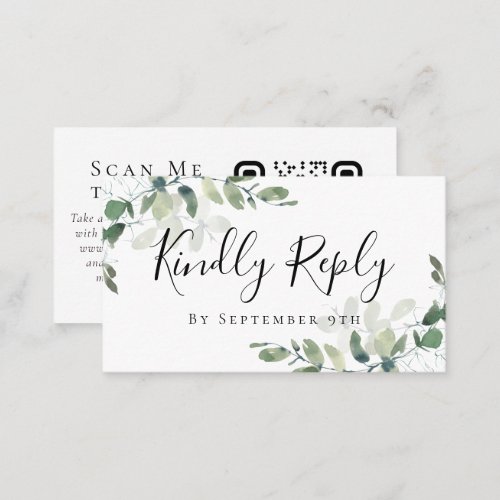 Eucalyptus Wedding Website QR Code RSVP Card