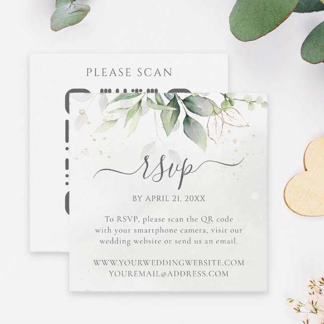 Eucalyptus Wedding Website QR Code RSVP Enclosure Card (Creator Uploaded)