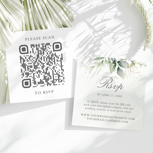 Eucalyptus Wedding Website QR Code RSVP Enclosure Card