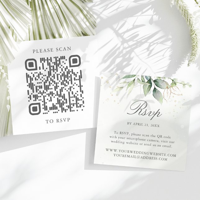 Eucalyptus Wedding Website QR Code RSVP Enclosure Card (Creator Uploaded)