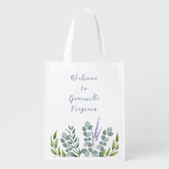 Eucalyptus Wedding Welcome Grocery Bag (Front)