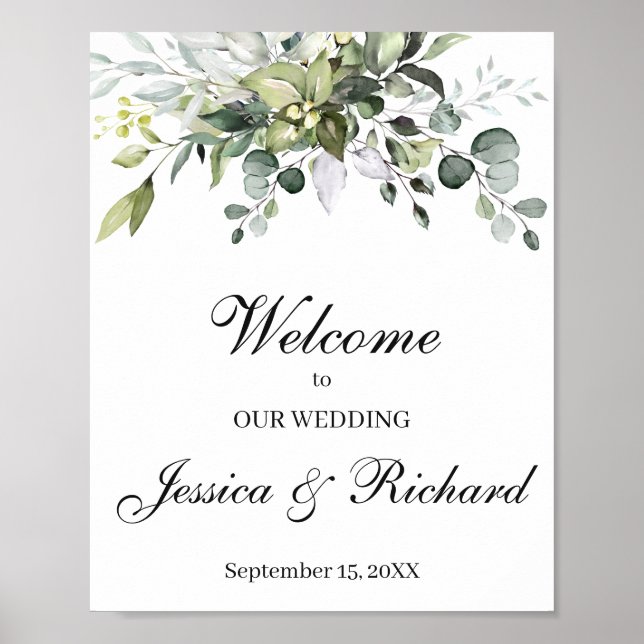 Eucalyptus Wedding Welcome Poster Sign (Front)