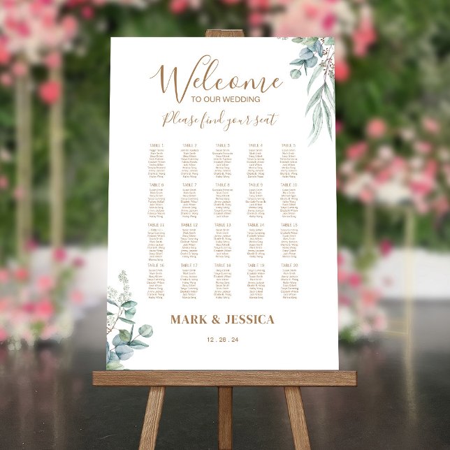 Eucalyptus Wedding Welcome Seating Chart Foam Foam Board (Creator Uploaded)