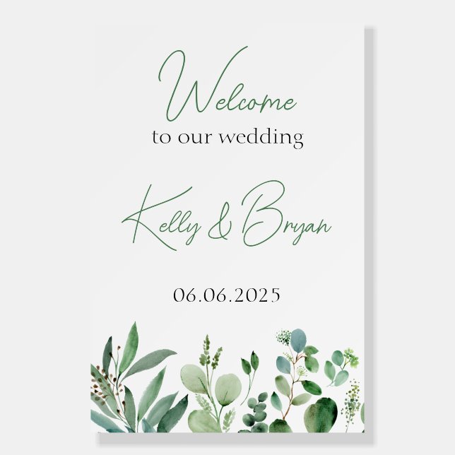 Eucalyptus Wedding Welcome Sign (Front)