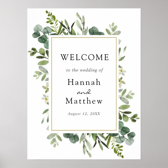 Eucalyptus Wedding Welcome Sign (Front)