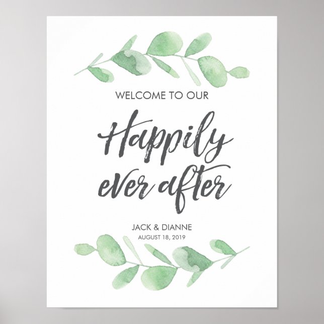 Eucalyptus Wedding Welcome Sign (Front)