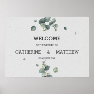 Eucalyptus Wedding Welcome Sign Poster