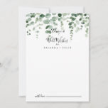 Eucalyptus Wedding Well Wishes Advice Card<br><div class="desc">This eucalyptus wedding well wishes advice card is perfect for a simple wedding. The design features watercolor hand-drawn elegant botanical eucalyptus branches and leaves. These cards are perfect for a wedding, bridal shower, baby shower, graduation party & more. Personalize the cards with the names of the bride and groom, parents-to-be...</div>