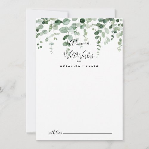 Eucalyptus Wedding Well Wishes Advice Card