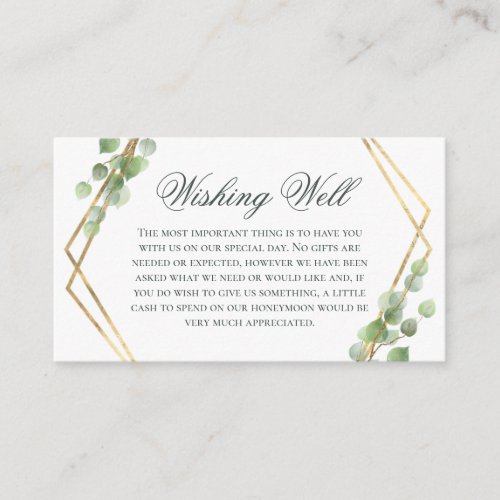 Eucalyptus Wedding Wishing Well Enclosure Card