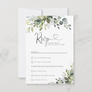 Eucalyptus Wedding With Meal Choice RSVP Card