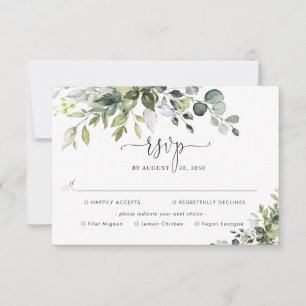 Eucalyptus Wedding With Meal Choice RSVP Card