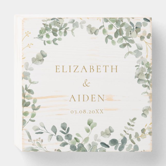 Eucalyptus Wedding  Wooden Box Sign (Front Horizontal)