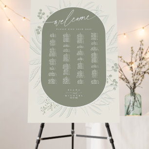 Eucalyptus Wedding Wreath Seating Chart Grn ID901 Foam Board