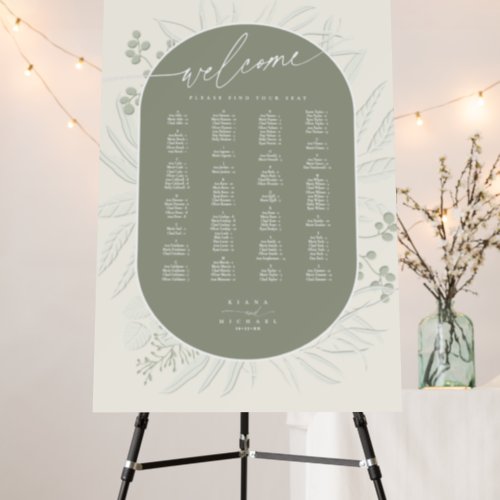 Eucalyptus Wedding Wreath Seating Chart Grn ID901 Foam Board