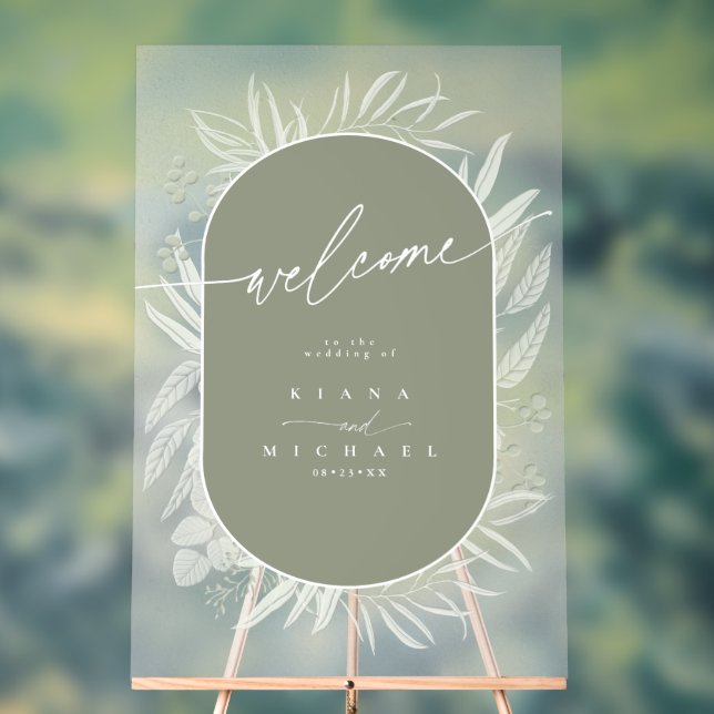 Eucalyptus Wedding Wreath Welcome Grn ID901 Acrylic Sign (Neutral)