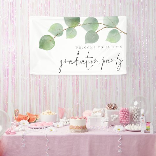 Eucalyptus Welcome to Name Graduation Party Banner