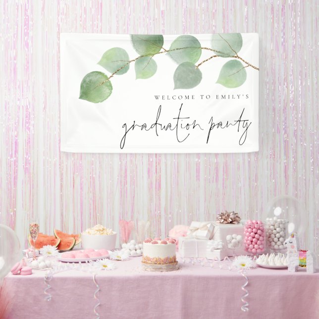 Eucalyptus Welcome to Name Graduation Party Banner (Party)