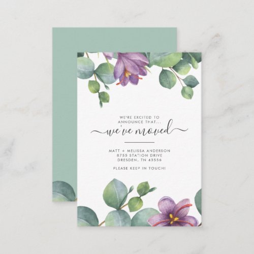 Eucalyptus Weve Moved Greenery Floral Moving Note Card