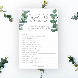 Eucalyptus - What did the groom say bridal game