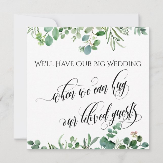 Eucalyptus When We Can Hug You Postponed Wedding Invitation (Front)