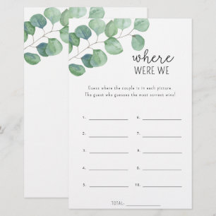 Eucalyptus - Where were we bridal shower game