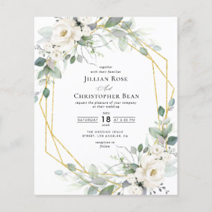 eucalyptus white floral frame wedding invitation