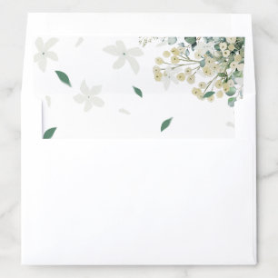 Eucalyptus & White Floral Watercolor Wedding Envelope Liner
