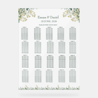 Eucalyptus & White Florals Botanical Wedding Acrylic Sign