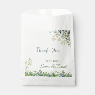 Eucalyptus & White Florals Botanical Wedding Favor Bag