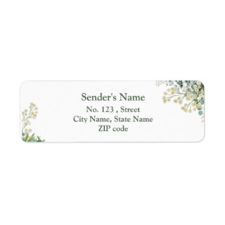 Eucalyptus & White Florals Botanical Wedding Label