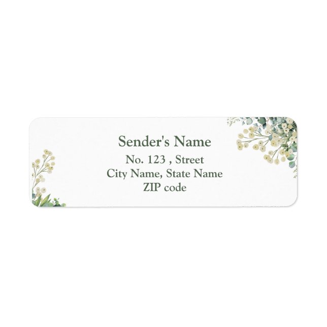 Eucalyptus & White Florals Botanical Wedding Label (Front)