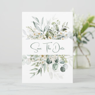 Eucalyptus White Flowers Berries Save the Date