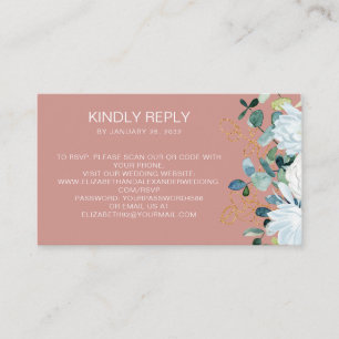 Eucalyptus & white flowers QR Code online RSVP Enclosure Card
