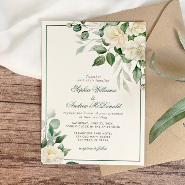 Eucalyptus White Flowers Wedding Invitation (Creator Uploaded)