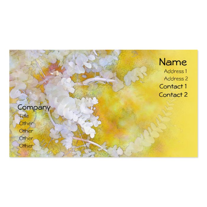 Eucalyptus White on Yellow Business Cards