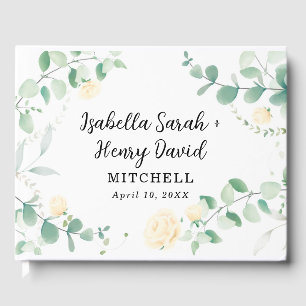 Eucalyptus White Rose Wedding Guest Book