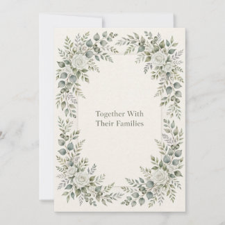 Eucalyptus & White Roses Botanical Wedding Invite