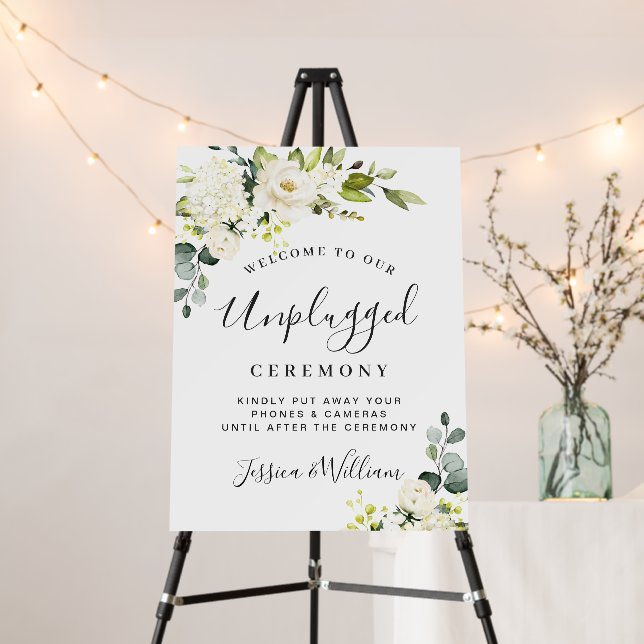 Eucalyptus White Roses Unplugged Wedding Ceremony Foam Board (In Situ (Stand))