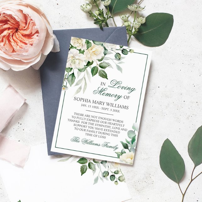 Eucalyptus White Sympathy Memory Thank You Card (Creator Uploaded)