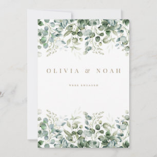 Eucalyptus White We're Engaged Announcement Card